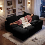 107" Modular Sectional Sofa Couch with Storage,U-Shape 3 Seat Comfy Modern Cloud Couch Sofa with Ottoman, 27" Deep Seat Corduroy Sofa for Living Room, Tool-Free Assembly - Black