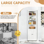 Metal Pantry Storage Cabinet with 4 Adjustable Shelves, 71" Tall Corner Cabinet for Bathroom, Corner Shelf Cabinet for Kitchen, Dining Room, Living Room, Assembly Required(White)
