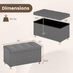 Giantex Storage Ottoman Bench with Tray Lid, Folding Linen Fabric Foot Stool with Elevated Wooden Legs, Multi-Functional Ottoman Foot Rest for Living Room Bedroom Entryway, 15 x 30 x 15.5 in