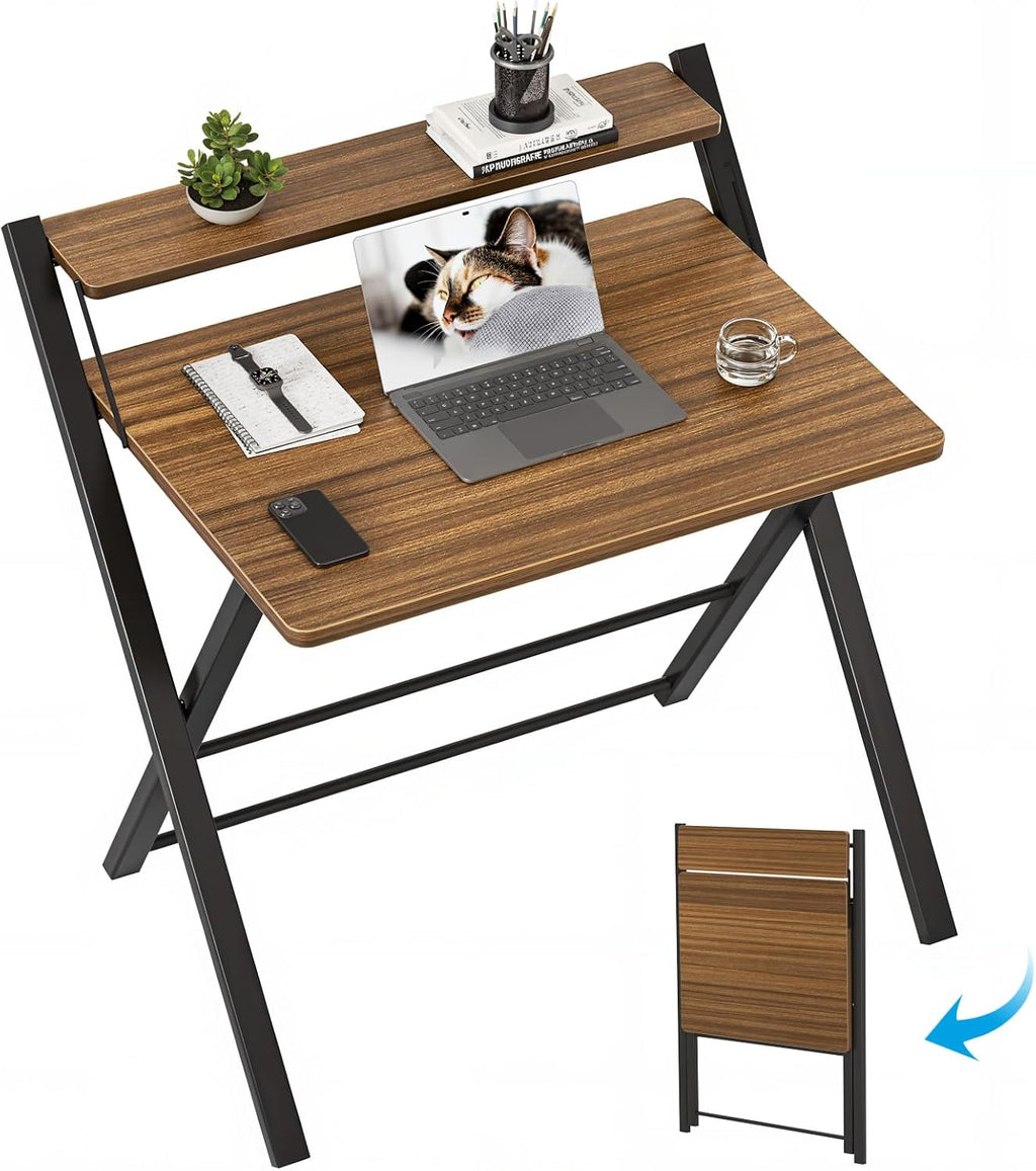 GreenForest End Table Portable Small Desk, Walnut