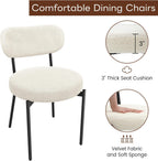 KROFEM Set of 4 Boucle Fabric Dining Chairs,White | Mid Century Modern Design,Polished Chrome Frame,Upholstered Seat