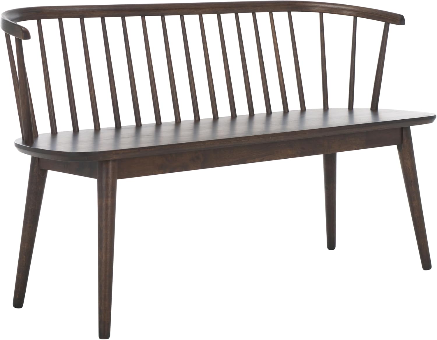 SAFAVIEH Furniture - Blanchard Spindle Bench - Dark Walnut - Solid Wood - Classic Windsor Design - Ideal for Entryway, Bedroom, Dining Room, 17.8" Seat Height (BCH8500G)