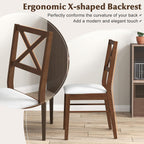 COSTWAY Wood Dining Chairs Set of 4, Upholstered Farmhouse Modern Dining Room Chairs with Backrest and 400LBS Capacity for Kitchen (Brown)
