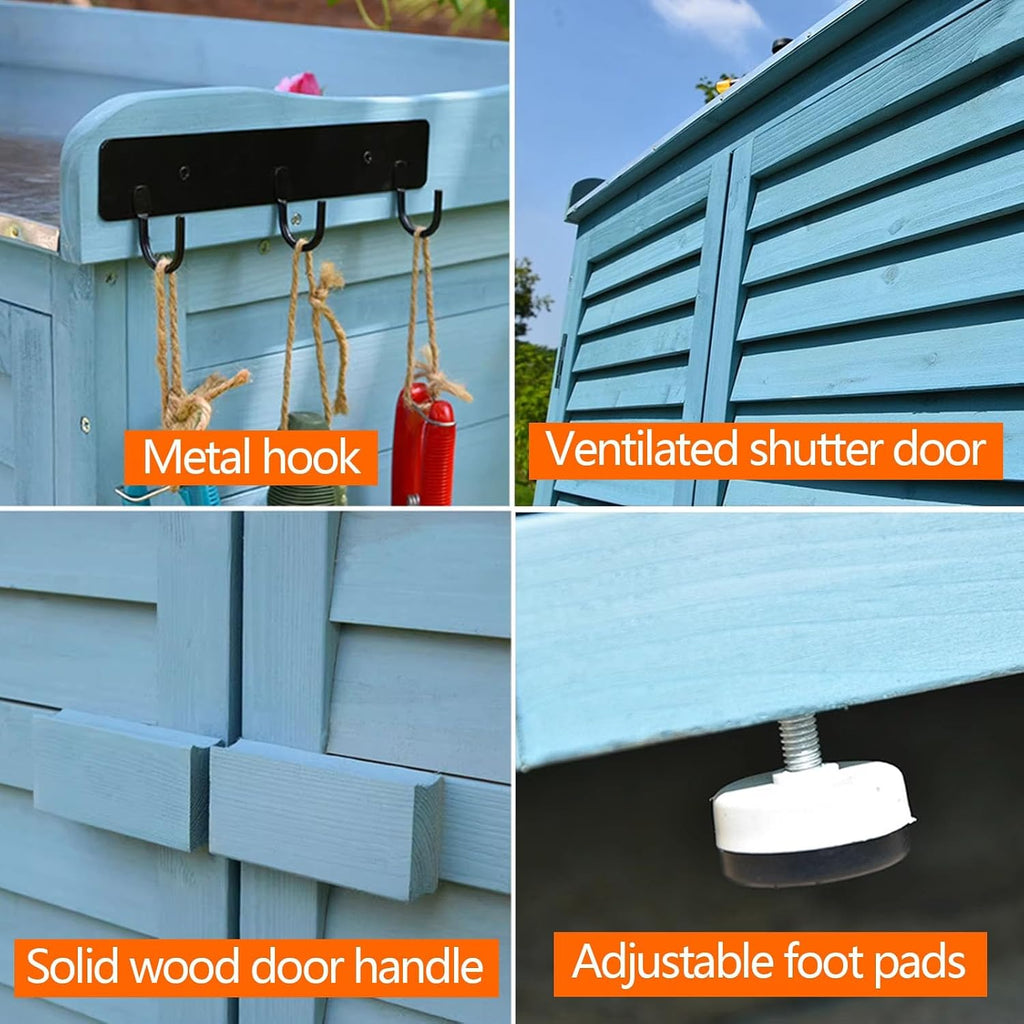 Outdoor Storage Cabinet Waterproof with Shelves Ventilated Shutter Door, Outdoor Cabinets Weatherproof Tall Adjustable Foot Pads for Delivery Patio Garden and P,Brown