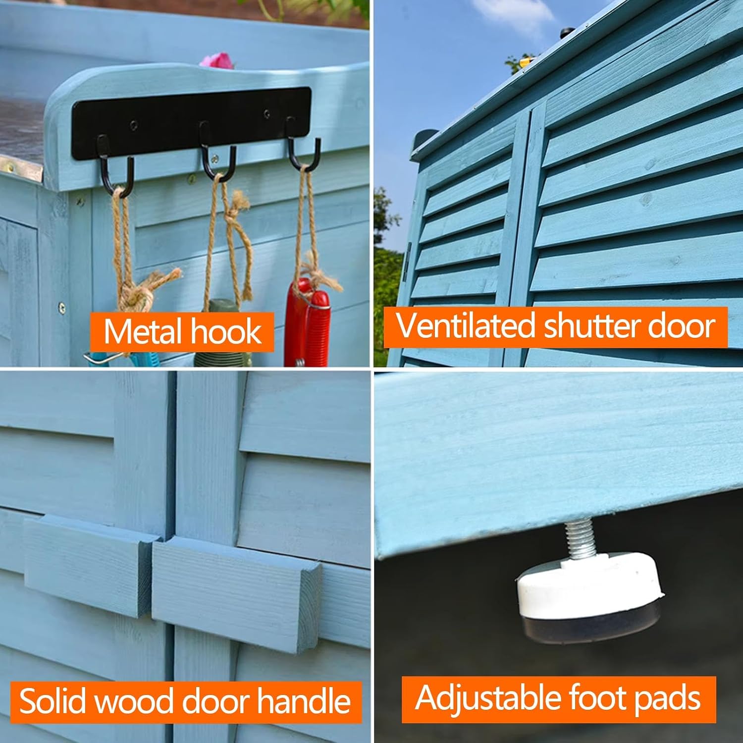Outdoor Storage Cabinet Waterproof with Shelves Ventilated Shutter Door, Outdoor Cabinets Weatherproof Tall Adjustable Foot Pads for Delivery Patio Garden and P,Brown