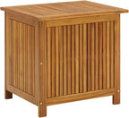 Gecheer Wooden Storage Box, Garden Storage Bench with Water-Resistant Bag, 60x50x58 cm Solid Acacia Wood Organizer for Outdoor Indoor Use