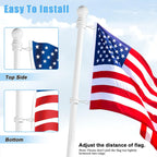 1" White Flag Pole Rings, 2 Pcs Anti Wrap Aluminum Alloy Flag Pole Clips Swivels, 360° Rotating Flagpole Flag Mounting Rings, Spinning Flag Pole Kit for 0.75-1.02" Diameter (Φ1, White)