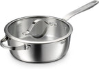 Tramontina Tempo Tri-Ply Base Stainless Steel 3.5-Quart Saute Pan with Glass Lid, Induction-Ready Cooking Pan, Oven-Safe, Dishwasher-Safe