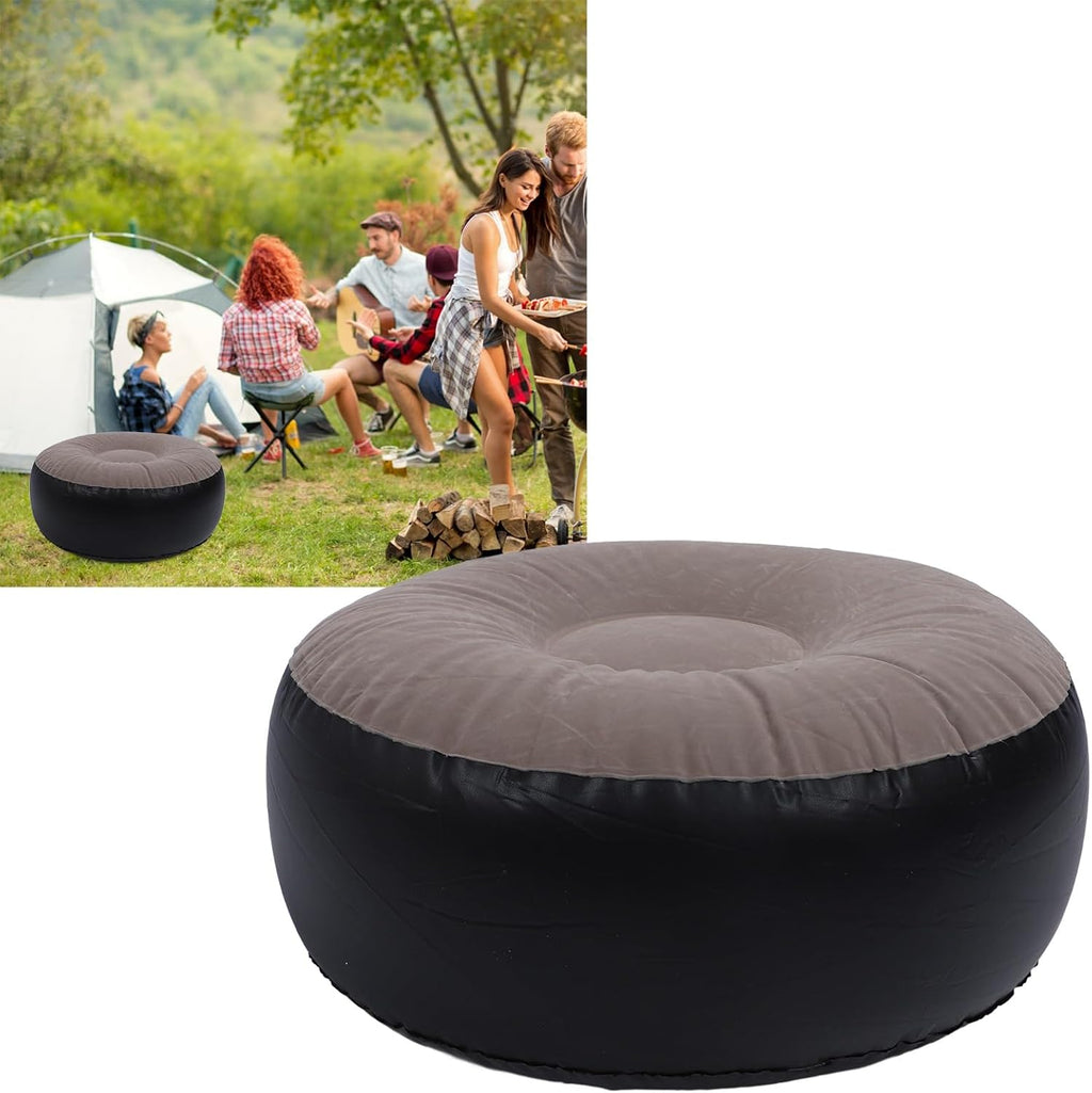 Inflatable Stool Ottoman Footrest, All Weather Foot Rest Indoor or Outdoor Use, Portable Flocking Inflatable Stool Ottoman Pouf Footstool for Home Patio Garden, Camping, Travel