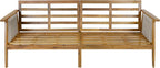 Christopher Knight Home Outdoor 3 Seater Patio Sofa with Acacia Wood Frame and Rope Weave Design, Cushioned Garden Couch with Removable Covers for Patio Deck Balcony, Teak and Beige