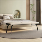 Modern Bedroom Bench Leathers, Upholstered End of Bed with Padded Seat and Metal Legs, Modern Indoor Footrest for Entryway Living Room, Bedrooms Entryway(Beige)