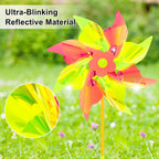6 Pcs Reflective Pinwheels Wind Spinner for Yard and Garden, Decorative Windmill Toy Pinwheel for Kids, Colorful Garden Wind Spinners Outdoor Party Decorations, Pinwheels to Scare Birds Away