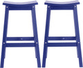 AMILY HDPE Bar Stool Set of 2, Outdoor Bar Height 29‘’, Heavy Duty All-Weather Patio Stool for Poolside, Backyard, Balcony, Easy Assembly (Blue)