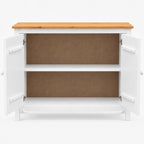 From the Tree Furniture 44" Wide White & Pine Top Solid Pine Shaker Sideboard Buffet Cabinet — 2 Doors Adjustable Shelf — No Drawer · Anti-Tip Included — Two-Tone Farmhouse Finish
