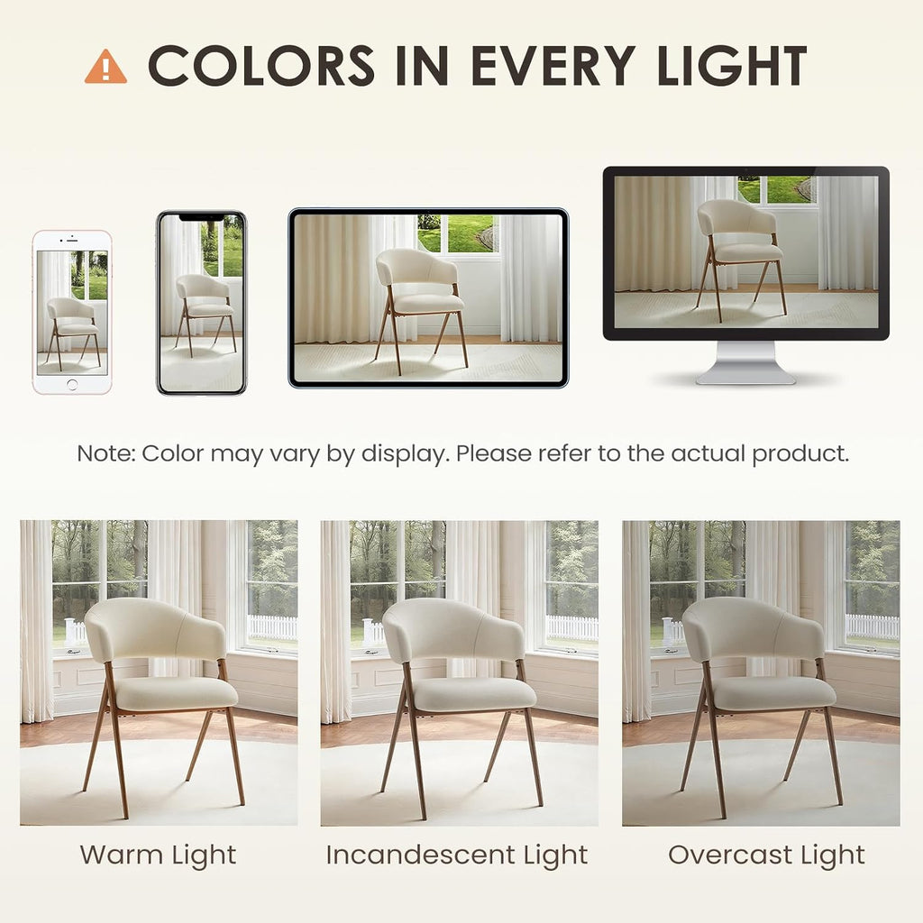 COLAMY Dining Chairs Set of 4, Modern Upholstered Dining Room Kitchen Chairs with Iron Legs, Open Back and Padded Seat, for Living Room/Restaurant/Cafe, Beige