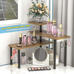 JayRex Countertop Organizer Organization, 3 Tier Moveable Corner Shelf Organizer for Kitchen, Bathroom, Spice Rack, Coffee Area, Over Sink, Dresser Table (Rustic Brown)