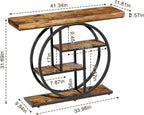 RANXFLOAT Console Tables for Entryway, 4-Tier Industrial Narrow Wood Sofa Table, Entryway Table with Storage Shelves for Living Room (Without Outlet & LED)