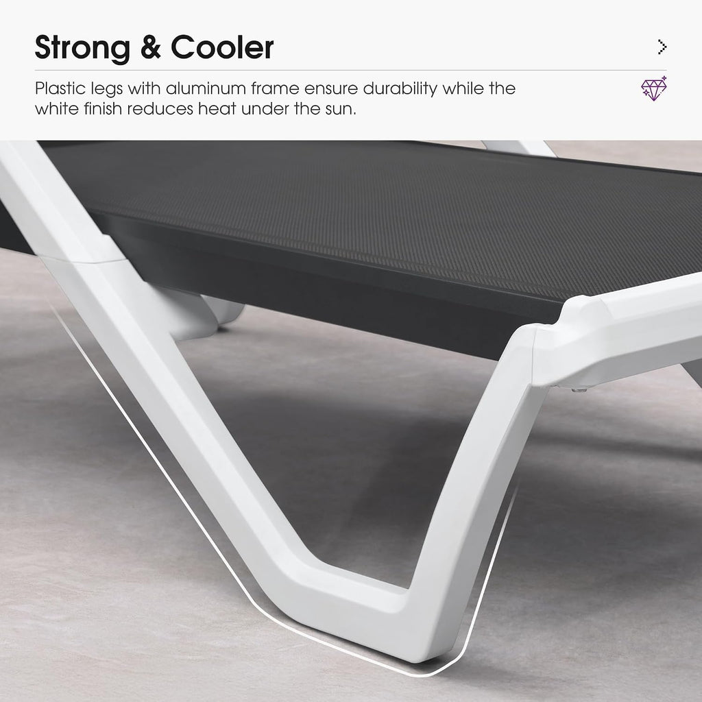 PURPLE LEAF Lounge Chair Outdoor Set of 2 w/Armrest & 1 Table, Dark Grey | Easy Assembly, Clear step-by-step instructions and simple hardware help you set up the lounge chairs in just a few minutes