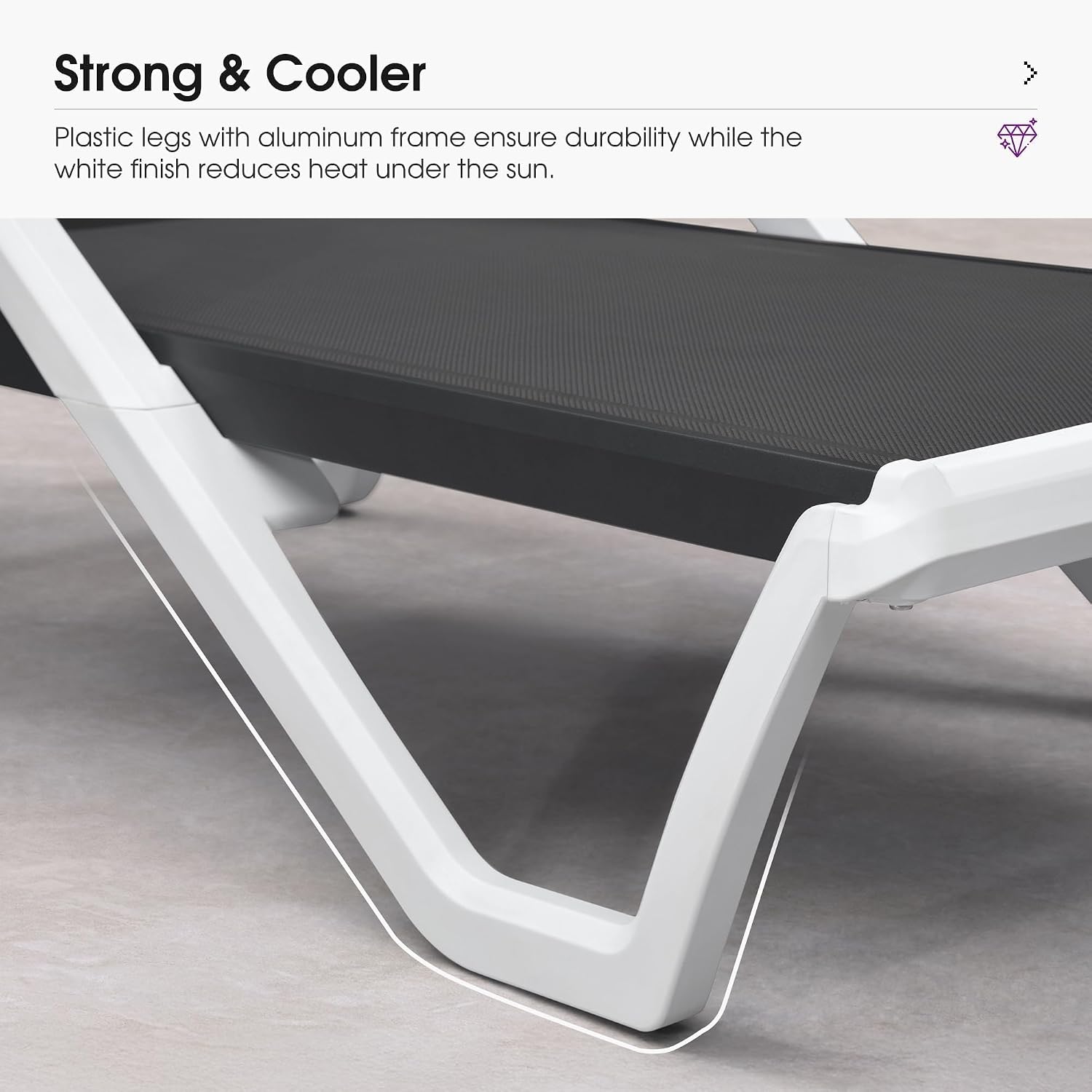 PURPLE LEAF Lounge Chair Outdoor Set of 2 w/Armrest & 1 Table, Dark Grey | Easy Assembly, Clear step-by-step instructions and simple hardware help you set up the lounge chairs in just a few minutes