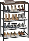 HOMEFORT 5-Tier Shoe Rack, Shoe Storage Shelf with MDF Top Board, Shoe Rack Organizer, Each Tier Fits 3 Pairs, Entryway Shoe Stand with Sturdy Shelves, Rustic Brown