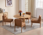 EALSON Dining Chairs Set of 2 Modern Upholstered Living Room Chairs Mid Century Comfy Leather Kitchen Chairs with Back Armless Solid Wood Dining Room Side Chairs for Kitchen/Restaurant/Cafe, Brown