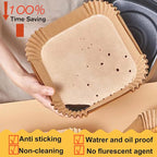 Air Fryer Disposable Paper Liner Square 10 Inch, 100Pcs Largest Square Air Fryer Paper Liners for 8-12QT Air fryer, Non-stick Food Grade Parchment Paper for Frying, Cooking, Roasting and Microwave