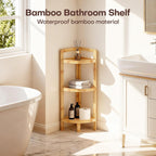 2026 New Bamboo Standing Shelf, 3 Tier Corner Shelf Stand, Free-Standing Shelf Units, Triangular Curved Corner Shelf Stand for Space-Saaving Display Ideal for Bathroom/Kitchen/Living Room Storage