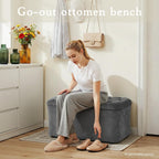 ONBRILL Storage Ottoman Bench, End of Bed Bench, 39.8 x 18.1 x 17.7 Inches Pouf Ottoman Foot Rest, Storage Benches Chest for Bedroom Entryway Living Room, Max 330 lbs, Grey
