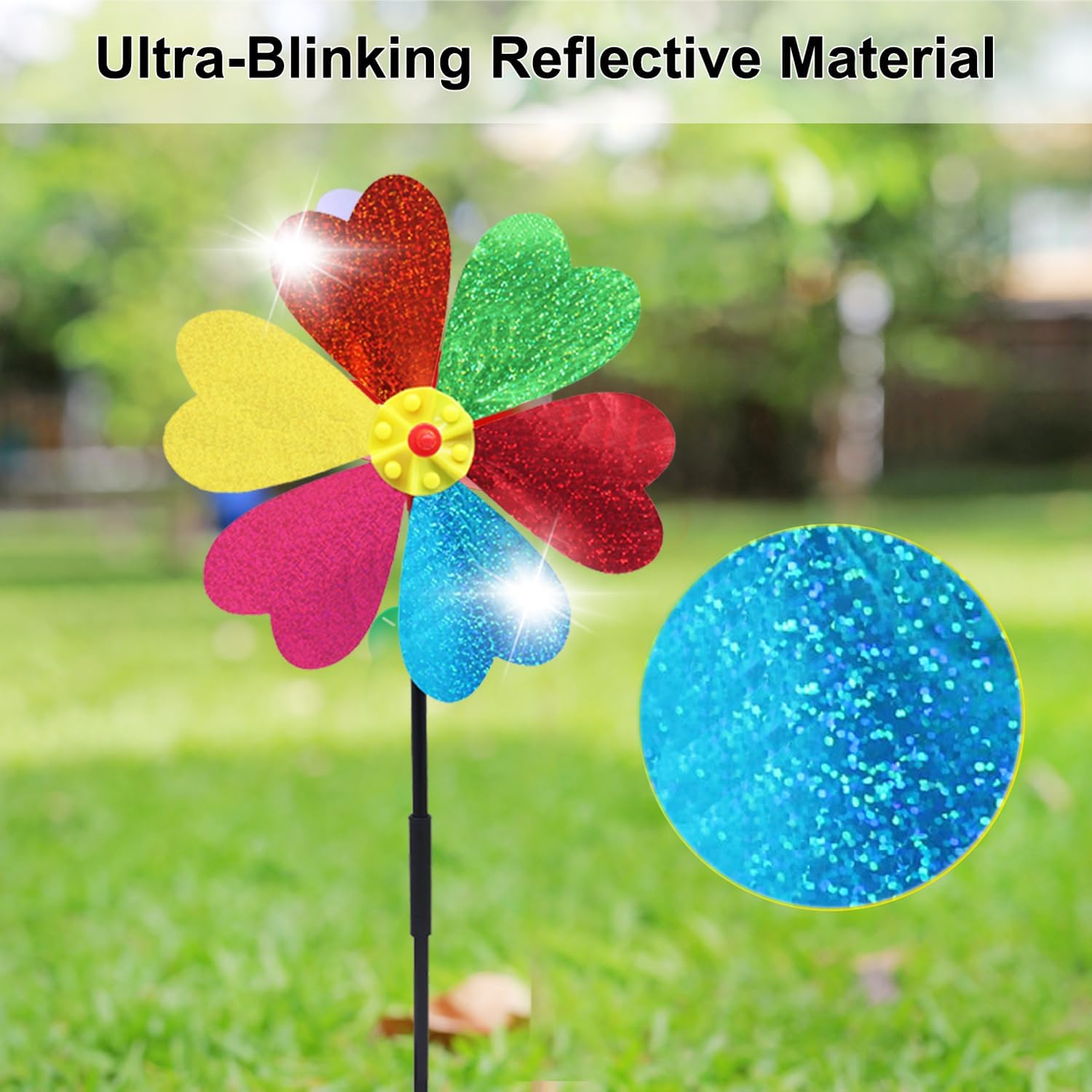 Garden Wind Spinners for Outdoor, Decorative Pinwheel Bee Butterfly Ladybug Windmill Whims (Sparkly-2)