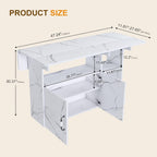 Multi-Functional Folding Dining Table Kitchen Island with Storage Shelves and Wheels, Space Saving Dining Tables Compact Desk for Dining Room, Kitchen, Dorm, Office (White)