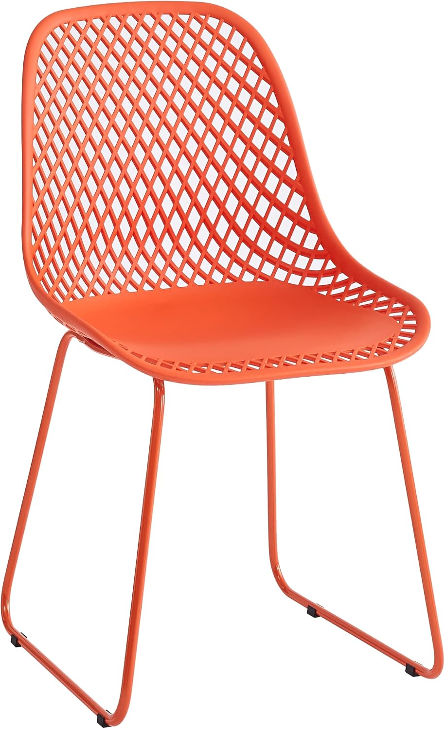 Modern Plastic Dining Chairs, Set of 4 (Blood Orange) | Easy-clean, 280lb Capacity Mental Legs, 5min Quick Assembly, Dining room& Kitchen Seating, Stable on Floors & Carpet