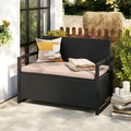 PE Rattan Outdoor Storage Loveseat Brown UV-Resistant Woven Rattan Pattern, 40-Gallon Under-Seat Storage, 800lbs Capacity for Patio