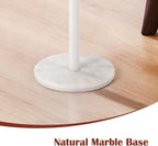 smusei Small Drink Table with Marble Base Round Side Table for Small Spaces Pedestal Side Table with Anti-Fall Guard for Living Room Bedroom Home Decor, White