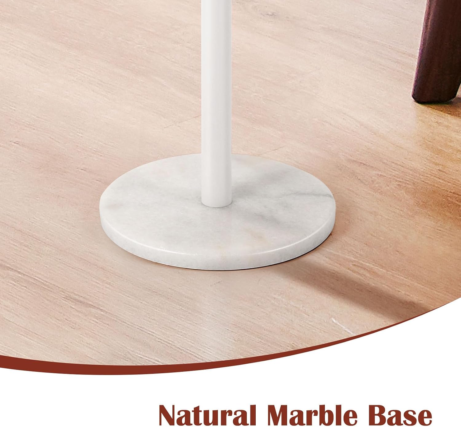 smusei Small Drink Table with Marble Base Round Side Table for Small Spaces Pedestal Side Table with Anti-Fall Guard for Living Room Bedroom Home Decor, White