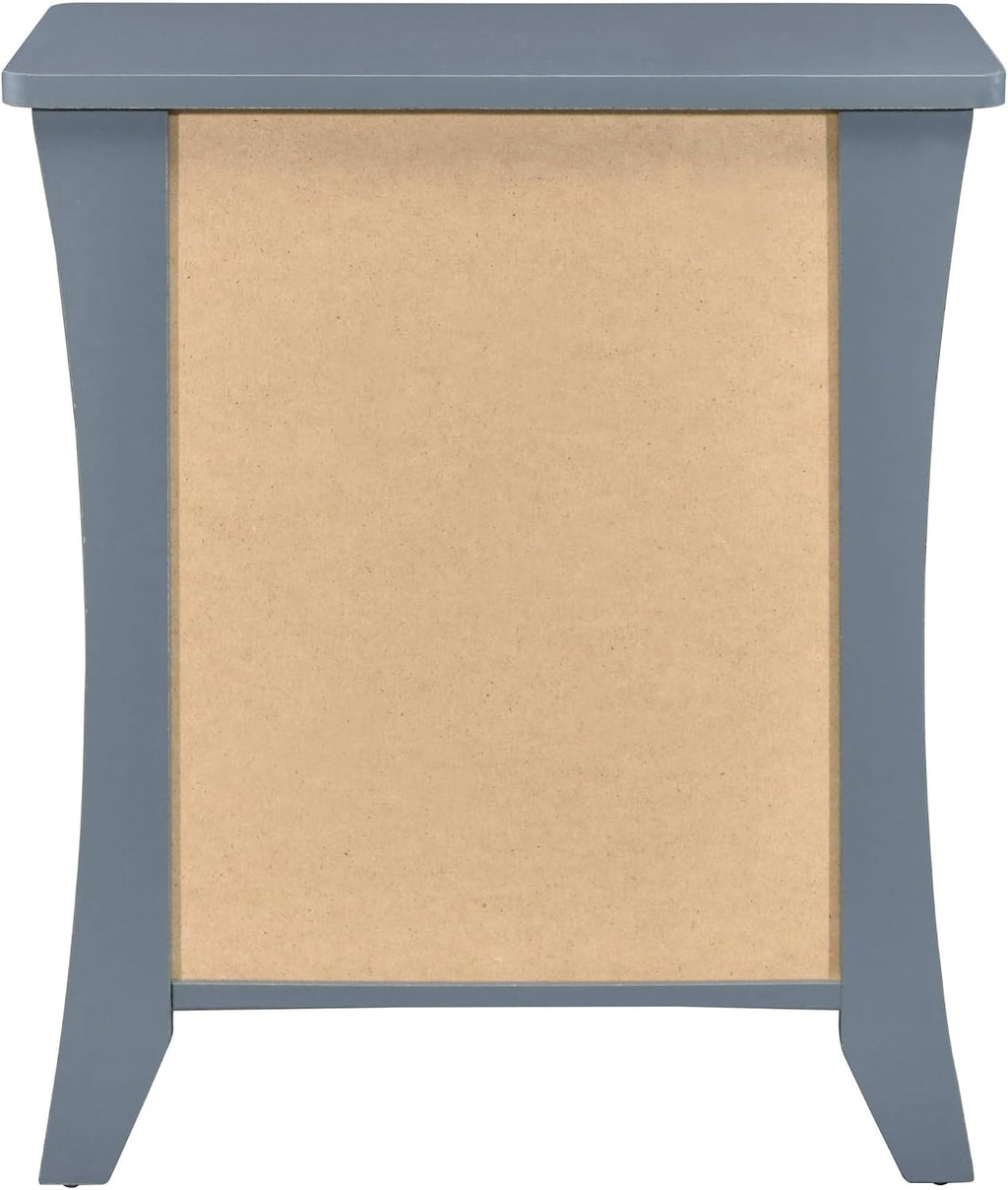Grey Nightstand with 2 Drawers and Open Shelving,for Small Spaces