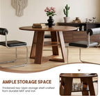 Miereirl Round Dining Table Set for 4, 43.31 Inch Round Kitchen Table and Chairs Set with Storage Shelf, Space Saving Dining Room Table Set, Modern Dining Set for Apartment, Kitchen, Dining Room
