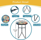 Mosaic Round Sode Tea Table, Outside Unique Furniture, Small End Outdoor Side Valentine's Day Dining Room Table, Indoor Balcony Outdoor Furniture, Balcony Patio Valentine's Day Decor