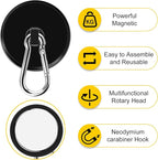 DIYMAG Black Magnetic Hooks,200LBS Strong Heavy Duty Neodymium Magnet Hooks ，Strong Magnetic Hooks for Hanging at Home, Office Locker, Workplace, Refrigerator, Cruise Ship or Travel, 4 Pack