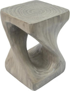MGO Twist Shape Side Table for Indoor Outdoor, 16 Inch Modern Spiral End Table with Wood-Like Texture, Accent Table for Living Room Patio, No Assembly Required (Grey)