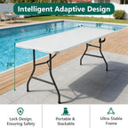 Folding Table 2 Pack, 6FT Folding Table Portable with Built-in Handle, Heavy Duty Plastic Table with Steel Legs Supports to 300lbs, Suitable for Party, Camping, Events Indoor&Outdoor Use, White