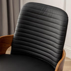 Dining Room Chairs,Mid Century Modern Kitchen Chairs,Upholstered Faux Leather Accent Chairs,Metal Legs Wooden Desk Chairs,Armless and No Wheels for Kitchen Dining Living Room,Black,1PCS