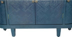 LKTART 47'' Buffet Sideboard Cabinet with Storage,Modern Curved Accent Accent Storage Cabinet Solid Wood Veneer for Living Room Kitchen Hallway(Blue)