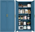 BESFUR 71" Tall Metal Storage Cabinet with 2 Doors and 4 Adjustable Shelves, Heavy Duty Kitchen Pantry Cabinet for Home Office, Kitchen, Garage and Dining Room, Blue,71”H x 27.5”W x 13.8”D
