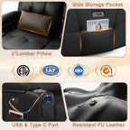 Power Reclining Loveseat with Massage & Heat,Wall Hugger Loveseat Recliner with LED Lights,USB & Type-C Ports, Ideal for RV, Home Theater and Living Room,Black,2 Seats