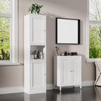 Bevivog Slim Kitchen Pantry Cabinet for Small Space, 67" Tall Narrow Storage Cabinets with Hutch and 3 Adjustable Shelves, Freestanding Tall Slim Bathroom Storage Cabinet