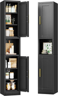 Tokawa 67" Tall Narrow Pantry Cabinet, 12 Inch Wide Kitchen Metal Storage Cabinets with Breathable Mesh Doors, Slim Bathroom Storage Cabinet with 4 Adjustable Shelves,Black