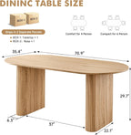 70.9" Large Dining Table for 4-6, Rounded Edges, Fully Assembled Table Base, Modern Wood Kitchen Dinner Table, Easy Setup, Natural