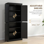 HOMCOM 72.5" Tall Kitchen Pantry Cabinet, Freestanding Modern Farmhouse Kitchen Storage Cabinet with 4 Doors and 2 Adjustable Shelves for Dining Room, Black