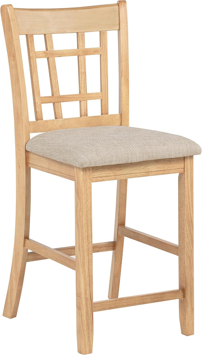 Coaster Home Furnishings - LAVON - Wood Upholstered Counter Height Chairs - Lattice Back, Padded Seats - Dining Room & Kitchen - Set of 2 - Linen & Light Oak - 106629