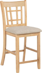 Coaster Home Furnishings - LAVON - Wood Upholstered Counter Height Chairs - Lattice Back, Padded Seats - Dining Room & Kitchen - Set of 2 - Linen & Light Oak - 106629